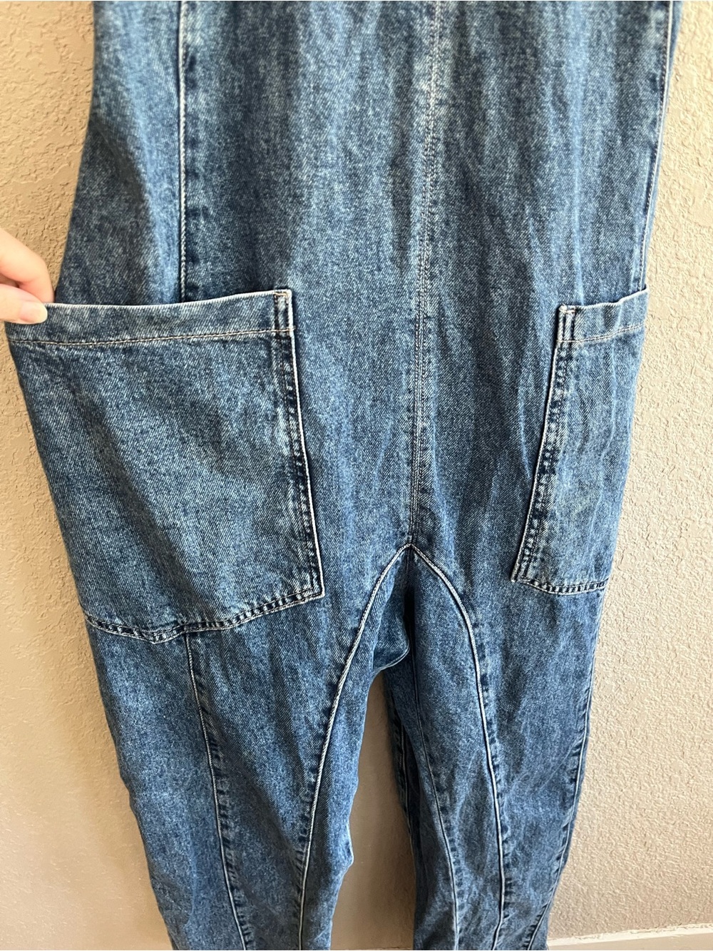 Free People We The Free High Roller Oversized Denim Jumpsuit Medium Wash Small - Picture 5 of 12